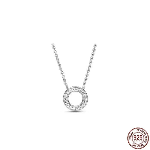 Planet Gates Blue / 45cm Classic 925 sterling silver shiny round hearts square pendant necklace fit original Pandora pendant DIY couple jewelry gifts