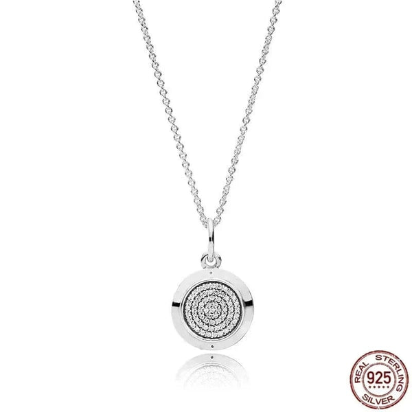 Planet Gates Blue / 45cm Classic 925 sterling silver shiny round hearts square pendant necklace fit original Pandora pendant DIY couple jewelry gifts