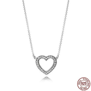 Planet Gates Blue / 45cm Classic 925 sterling silver shiny round hearts square pendant necklace fit original Pandora pendant DIY couple jewelry gifts