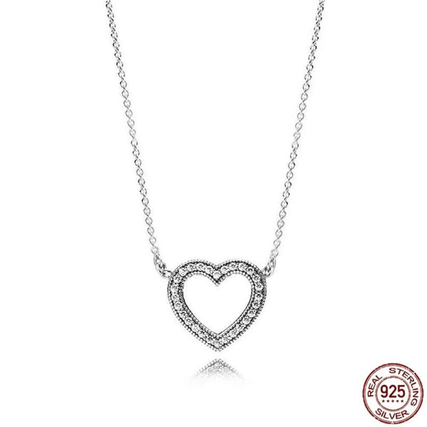 Planet Gates Blue / 45cm Classic 925 sterling silver shiny round hearts square pendant necklace fit original Pandora pendant DIY couple jewelry gifts