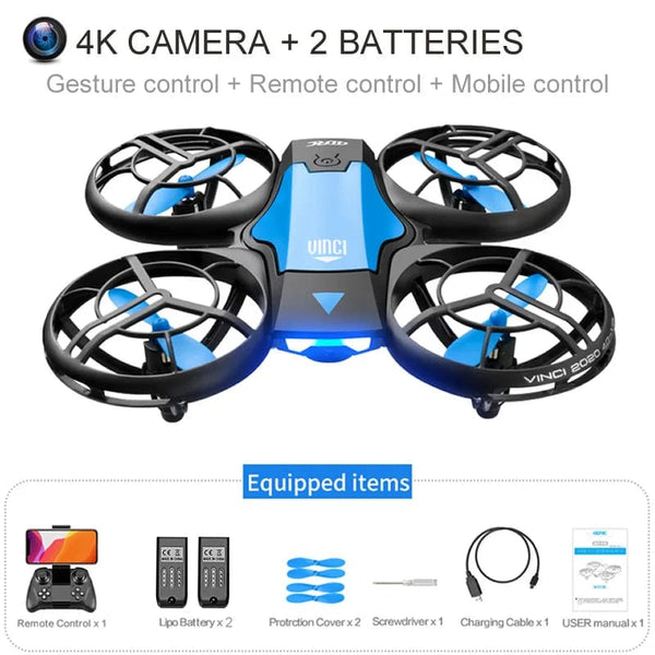 Planet Gates blue 4K 2B / CN V8 Wholesale Induction Control RC Helicopters Toy Gift FPV VR Mini Drone 4k HD Aerial Photography Folding Quadcopter With Camera