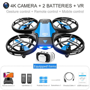 Planet Gates blue 4K 2B VR / CN V8 Wholesale Induction Control RC Helicopters Toy Gift FPV VR Mini Drone 4k HD Aerial Photography Folding Quadcopter With Camera