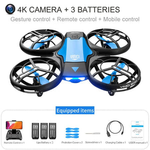 Planet Gates blue 4K 3B / CN V8 Wholesale Induction Control RC Helicopters Toy Gift FPV VR Mini Drone 4k HD Aerial Photography Folding Quadcopter With Camera