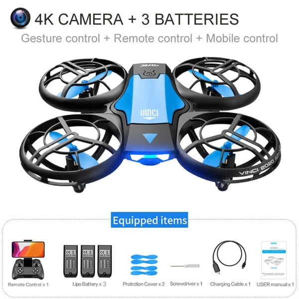 Planet Gates blue 4K 3B / CN V8 Wholesale Induction Control RC Helicopters Toy Gift FPV VR Mini Drone 4k HD Aerial Photography Folding Quadcopter With Camera