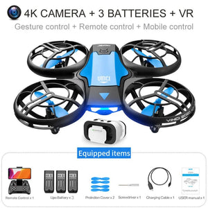 Planet Gates blue 4K 3B VR / CN V8 Wholesale Induction Control RC Helicopters Toy Gift FPV VR Mini Drone 4k HD Aerial Photography Folding Quadcopter With Camera