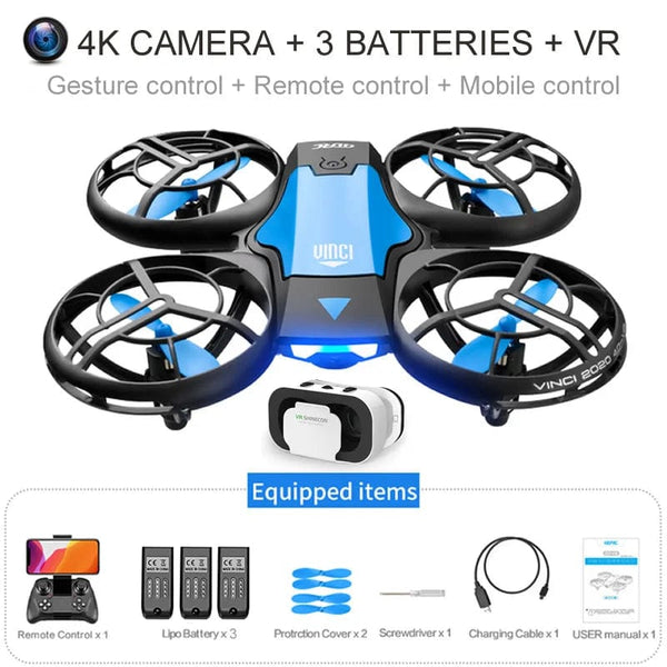 Planet Gates blue 4K 3B VR / CN V8 Wholesale Induction Control RC Helicopters Toy Gift FPV VR Mini Drone 4k HD Aerial Photography Folding Quadcopter With Camera