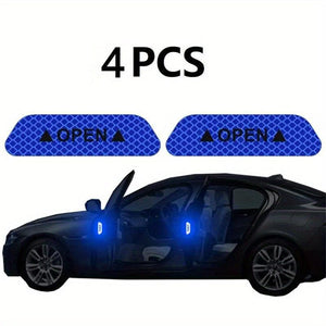 Planet Gates Blue 4pcs Car Door Reflective Warning Stickers Increase Visibility & Safety With Easy-to-Apply Decals