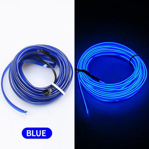 Planet Gates blue 5m Car Interior Atmosphere Lighting LED Strip 5V DIY Flexible EL Neon Cold Light Line Tube With USB Auto Decoration Ambient Lamp