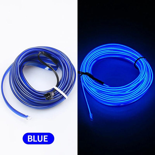 Planet Gates blue 5m Car Interior Atmosphere Lighting LED Strip 5V DIY Flexible EL Neon Cold Light Line Tube With USB Auto Decoration Ambient Lamp
