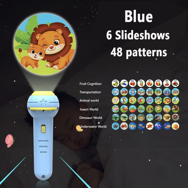 Planet Gates Blue 6 Slideshow Flashlight Projector Torch Lamp Toy Early Education Cognition Before Bedtime Story Book Puzzle Toys Sleeping Story Book