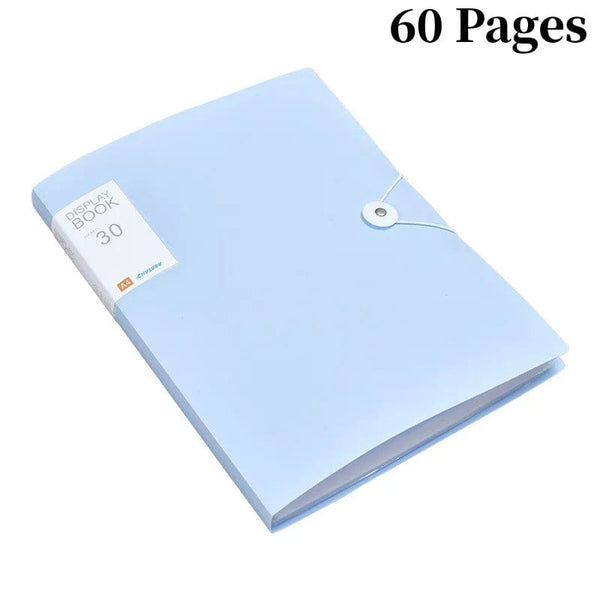 Planet Gates Blue 60 Pages 30/60 Pages File Bag A4 Transparent Binder File Folder Storage Student Test Paper Classification Organization Office Supplies