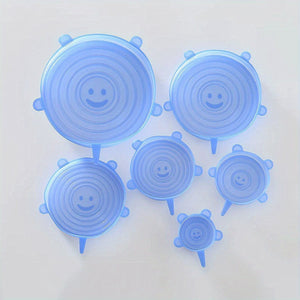 Planet Gates Blue 6pcs, Reusable Silicone Stretch Lids - Food Grade, 6 Sizes, for Food Containers, Kitchen Gadgets, and Kitchen Accessories