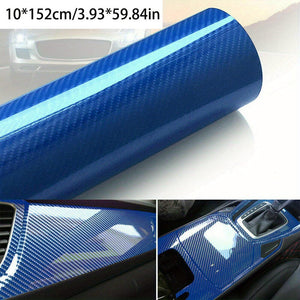 Planet Gates Blue / 9.98*151.99cm 10*152cm/3.93*59.84in 7D Car Sticker Glossy Carbon Fiber Vinyl Film Car Interior Wrap Sticker Car Home Door Decals