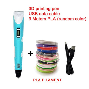 Planet Gates blue 9M PLA / 9 Meter / PLA Filagment Electronic 3D Printing Pen with 9M PLA Consumables High-Temperature 3D Graffiti Tool Intelligent Toy Christmas Birthday Gift