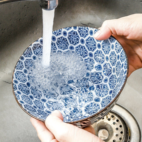 Planet Gates Blue And White / Ceramic 6pcs Vintage Blue And White Ceramic Bowls - 24 Ounces, 15.24 Cm Ceramic Soup Bowls, Suitable For Rice, Salad, Snacks, Dishwasher And Microwave Safe, Tableware