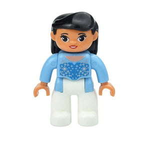 Planet Gates Blue Aunt Figures Dolls Big Size Building Blocks Family Action Workers Doctor Police Farmer Compatible Large Bricks Duploes Kid Toys