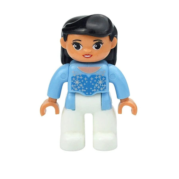 Planet Gates Blue Aunt Figures Dolls Big Size Building Blocks Family Action Workers Doctor Police Farmer Compatible Large Bricks Duploes Kid Toys