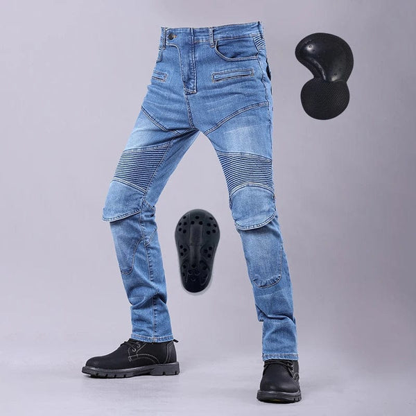 Planet Gates Blue better gear / XXXXL New Four Seasons Riding Motorcycle Pants For Men Outdoor Riding Jeans Motorcycle Jeans Protective Gear With Hip Knee Gear