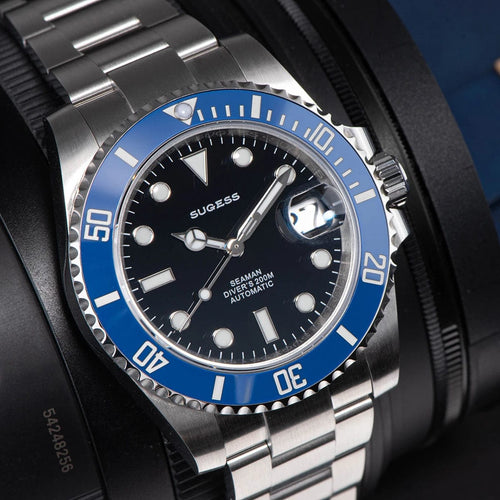 Planet Gates Blue Black Dial Sugess Diver Water Men Watch Ghost Luxury Automatic Mechanical Watches Nh35 Movement Ceramic Bezel 20ATM Luminous Calendar