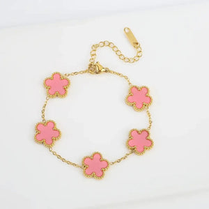 Planet Gates blue bracelet  Luxury Stainless Steel Bracelet Women Adjustable Five Flower Bracelets for Women Clover New Fashion Jewelry Accessories Gifts