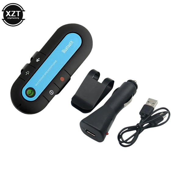Planet Gates Blue Car Handsfree Phone 4.1+EDR Wireless Bluetooth Compatible Handsfree Car Kit MP3 Music Player USB Power Audio Receiver Visor Clip