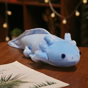 Planet Gates blue / CHINA / 80cm 23-80cm Kawaii Colorful Newt Plush Toy Stuffed Cute Axolotl Salamander Fuzzy Plush Fish Appeasing Long Pillow Cushion Kids Gift