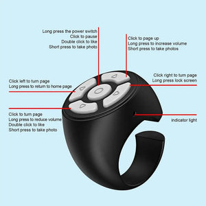 Planet Gates blue / CN Multi-function BT Remote Control Portable Fingertip Selfie Video Controller Automatic Page Turner Browsing For Phone