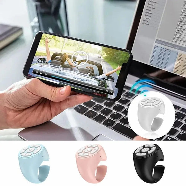 Planet Gates blue / CN Multi-function BT Remote Control Portable Fingertip Selfie Video Controller Automatic Page Turner Browsing For Phone