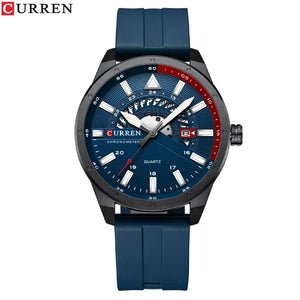 Planet Gates blue CURREN Fashion Men Watch Top Brand Luxury Waterproof Sport Mens Watches Silicone Automatic Date Military Wristwatch