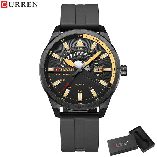 Planet Gates blue CURREN Fashion Men Watch Top Brand Luxury Waterproof Sport Mens Watches Silicone Automatic Date Military Wristwatch