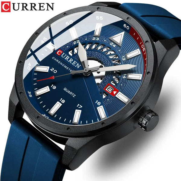 Planet Gates blue CURREN Fashion Men Watch Top Brand Luxury Waterproof Sport Mens Watches Silicone Automatic Date Military Wristwatch