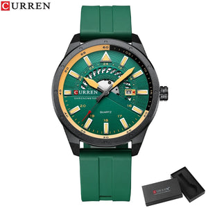 Planet Gates blue CURREN Fashion Men Watch Top Brand Luxury Waterproof Sport Mens Watches Silicone Automatic Date Military Wristwatch