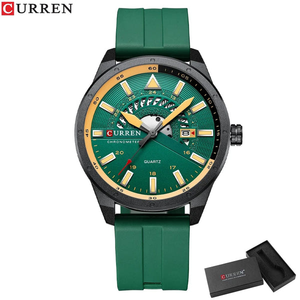 Planet Gates blue CURREN Fashion Men Watch Top Brand Luxury Waterproof Sport Mens Watches Silicone Automatic Date Military Wristwatch