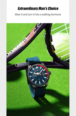 Planet Gates blue CURREN Fashion Men Watch Top Brand Luxury Waterproof Sport Mens Watches Silicone Automatic Date Military Wristwatch