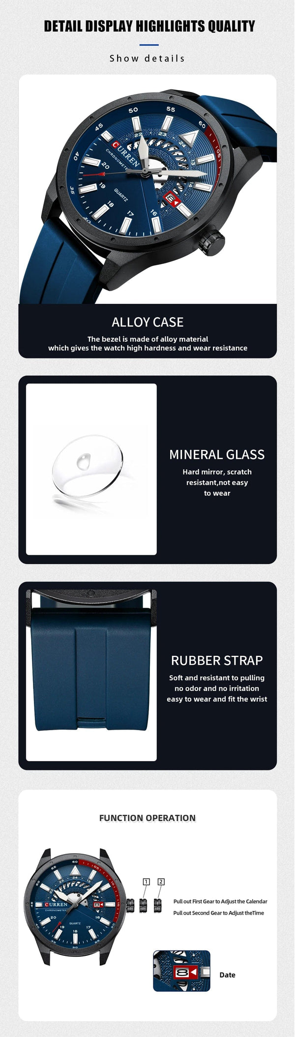 Planet Gates blue CURREN Fashion Men Watch Top Brand Luxury Waterproof Sport Mens Watches Silicone Automatic Date Military Wristwatch