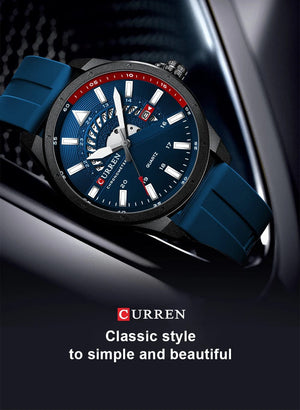 Planet Gates blue CURREN Fashion Men Watch Top Brand Luxury Waterproof Sport Mens Watches Silicone Automatic Date Military Wristwatch