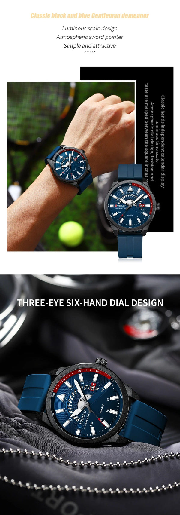 Planet Gates blue CURREN Fashion Men Watch Top Brand Luxury Waterproof Sport Mens Watches Silicone Automatic Date Military Wristwatch