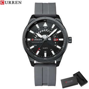 Planet Gates blue CURREN Fashion Men Watch Top Brand Luxury Waterproof Sport Mens Watches Silicone Automatic Date Military Wristwatch