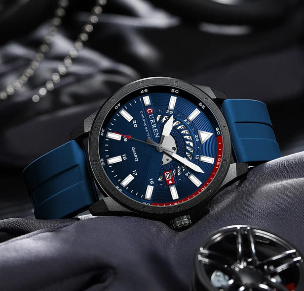 Planet Gates blue CURREN Fashion Men Watch Top Brand Luxury Waterproof Sport Mens Watches Silicone Automatic Date Military Wristwatch