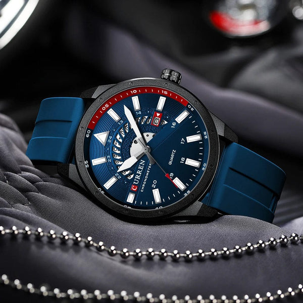 Planet Gates blue CURREN Fashion Men Watch Top Brand Luxury Waterproof Sport Mens Watches Silicone Automatic Date Military Wristwatch