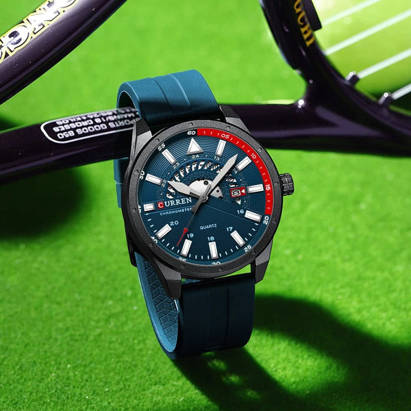 Planet Gates blue CURREN Fashion Men Watch Top Brand Luxury Waterproof Sport Mens Watches Silicone Automatic Date Military Wristwatch