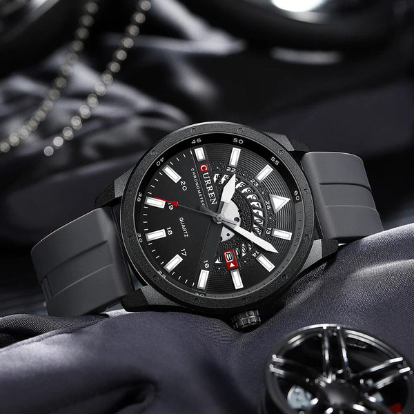 Planet Gates blue CURREN Fashion Men Watch Top Brand Luxury Waterproof Sport Mens Watches Silicone Automatic Date Military Wristwatch