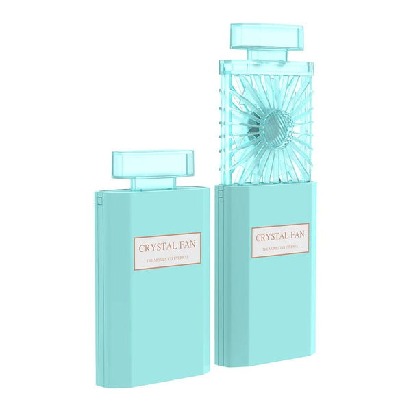 Planet Gates blue Cute Mini Portable Fan Rechargeable Fan Portable Crystal Fan Handy Fan Pocket Size Low Noise Small Electric Fan Air Cooler