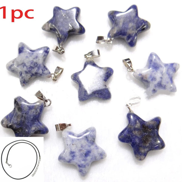 Planet Gates Blue dot Natural Stone Hexagon Pendant Necklace Crystal Rose Quartz Opal Star for Women Fluorite Lapis Bullet Pendulum Trend Jewelry Gift