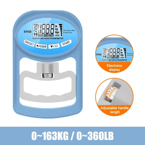 Planet Gates Blue Dynamometer 265 Lbs Digital Hand Dynamometer Grips Strength Trainer Electronic Tester Meter Gauge Measurer USB LCD Screen Sport Home School