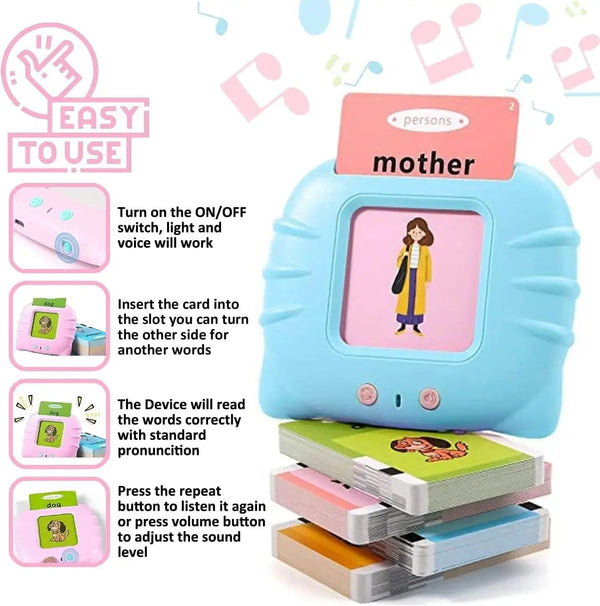 Planet Gates Blue Early Education Flash Card Machine Learning Talking Language English Electronic Audio Book Toy Children Birthday Gift