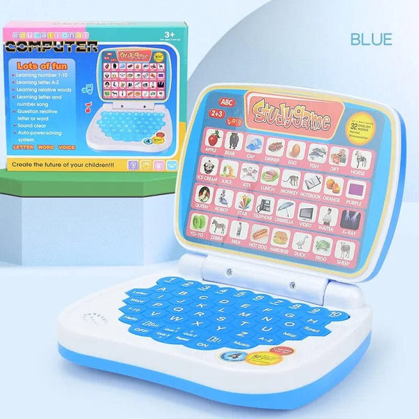 Planet Gates Blue English Learning Small Laptop Toy for Kids. Boys and Girls Computer for Aphabet ABC.Numbers.Words.Spelling.Maths.Music