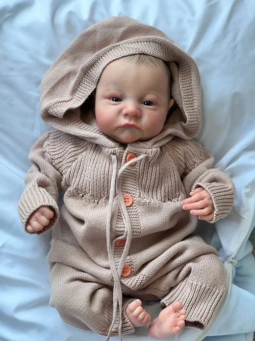 Planet Gates blue eyes / 49cm NPK 19inch Already Painted Finished Reborn Baby Doll Levi Awake Newborn Baby Size 3D Skin Visible Veins Collectible Art Doll