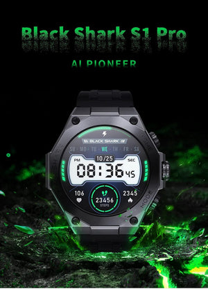 Planet Gates Blue-Fast Delivery / Mexico [World Premiere] Global Version Black Shark S1 Pro Smart watch 1.43'' AMOLED Wireless Charging 15 Days Battery Life NFC Chat GPT
