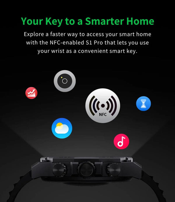 Planet Gates Blue-Fast Delivery / Mexico [World Premiere] Global Version Black Shark S1 Pro Smart watch 1.43'' AMOLED Wireless Charging 15 Days Battery Life NFC Chat GPT